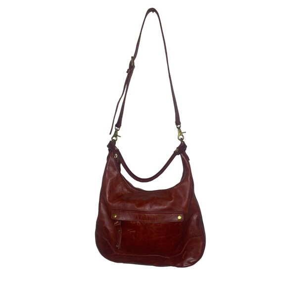 Fry Melissa Leather Hobo Bag Red Clay Distressed Handbag L Shoulder Purse Adjust - Picture 1 of 16